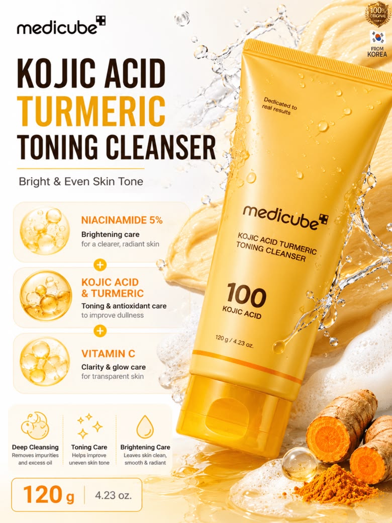 Medicube Brightening Face Wash for, Radiant & Smooth-Looking Skin Acid & Turmeric Toning Cleanser